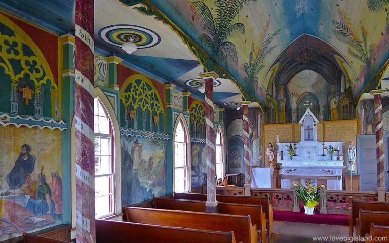 Interior of the Painted church in south Kona on the Big Island of Hawaii