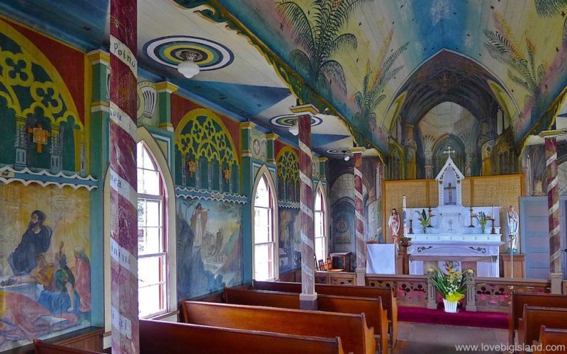 Interior of the Painted church in south Kona on the Big Island of Hawaii