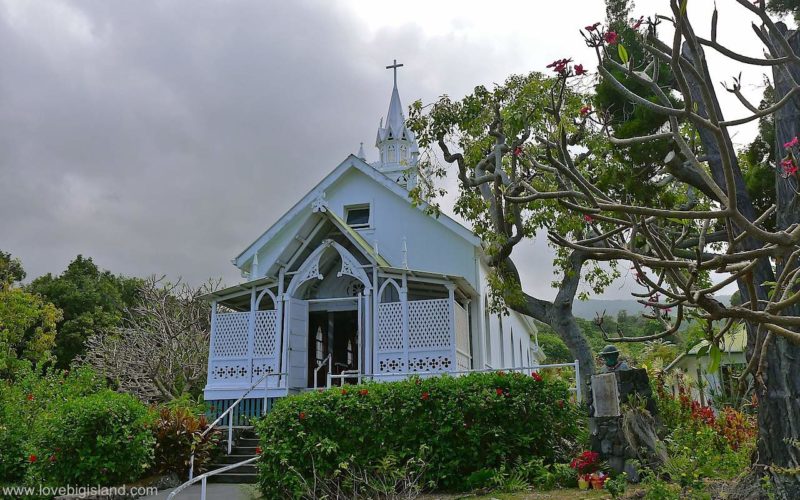 Painted church in south Kona on the Big Island of Hawaii