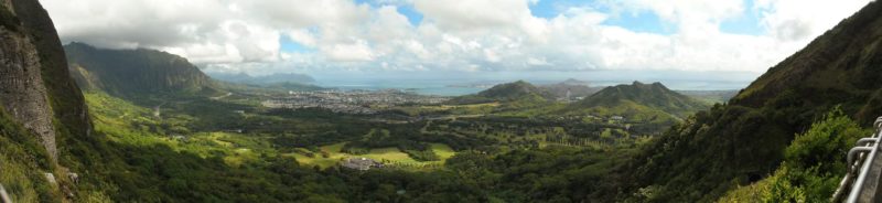 Panorama from the Pali Lookout towards Kailua