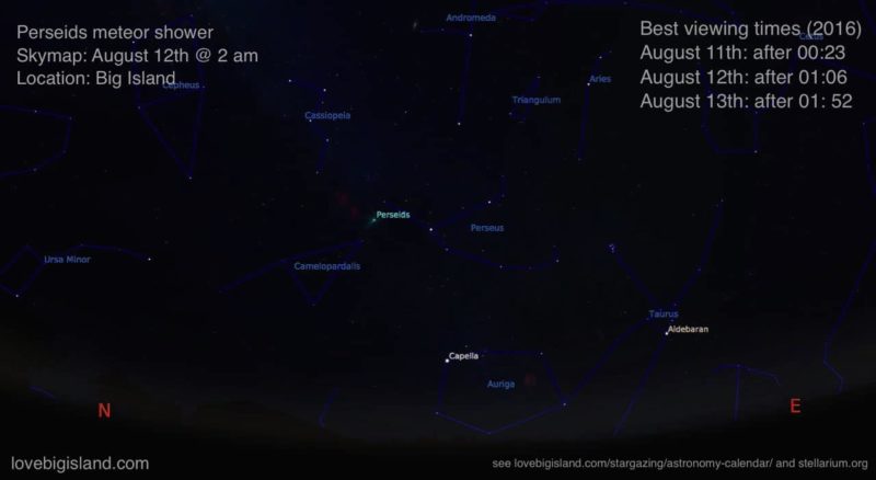 meteor shower, stargazing, big island, hawaii, perseids