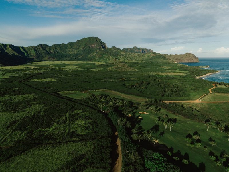  Aerial view of a Poipu mountain range 