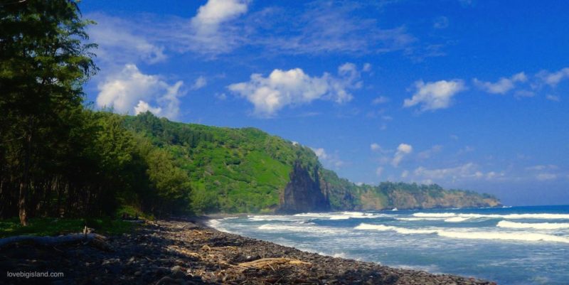 pololu valley, black sand beach, big island, hawaii