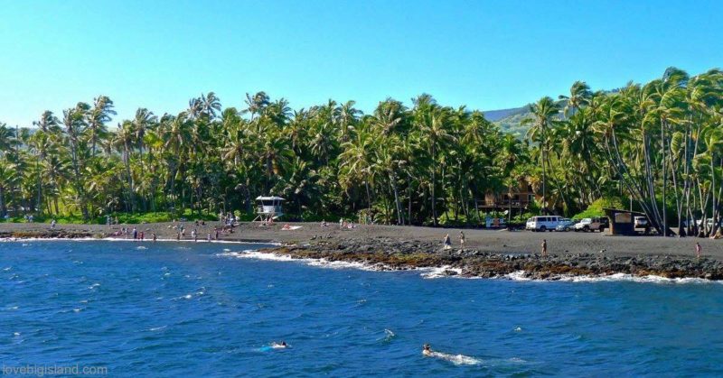 punalu'u, black sand beach, hawaii, big island, beach