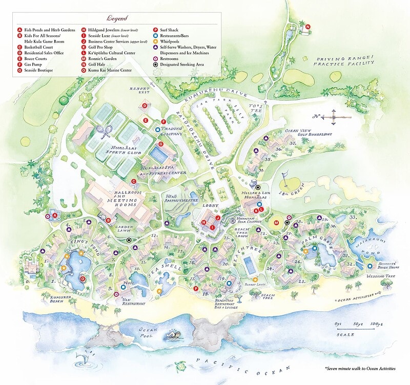 Resort map for the Four Seasons Hualalai.