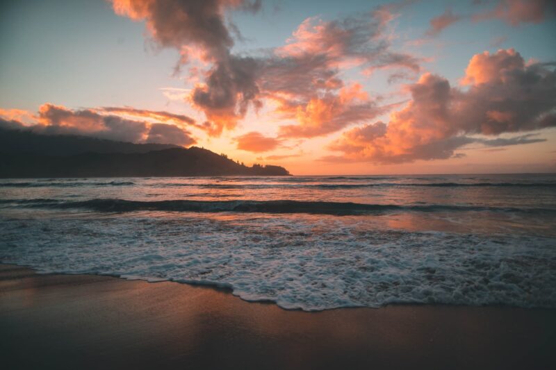 Sunset at Hanalei Bay on Maui