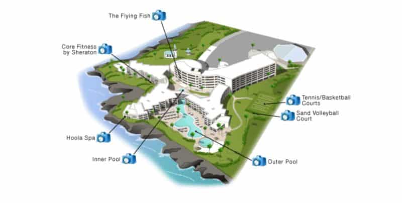sheraton kona resort, sheraton keauhou resort, hawaii resort, map, big island