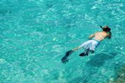 Persons snorkeling as seen from above