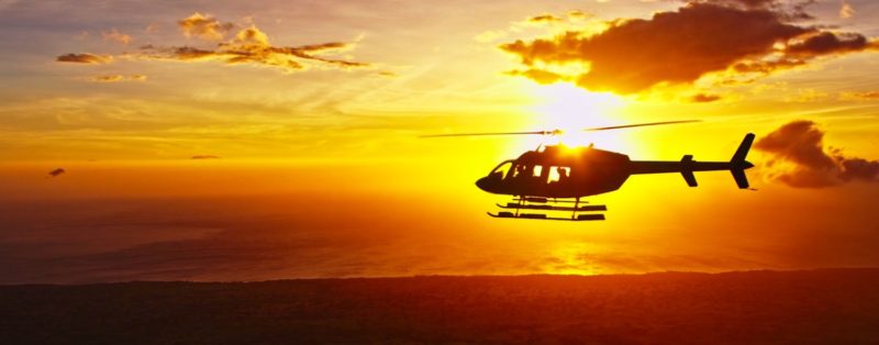 sunset from helicopter in hawaii