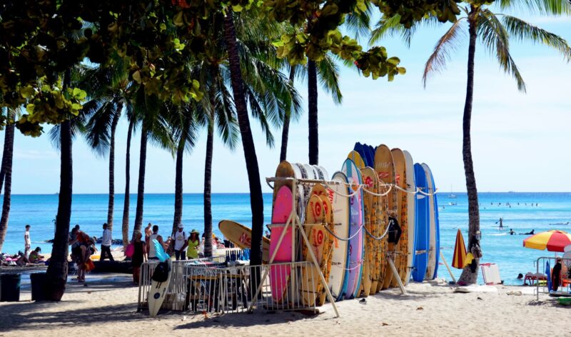 There are many places to rent surfboards in Waikīkī