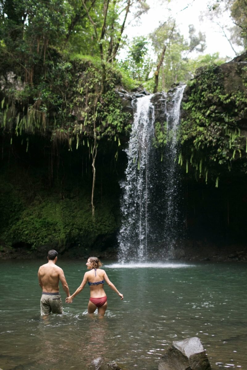 two people in pool at the Twin Falls on Maui