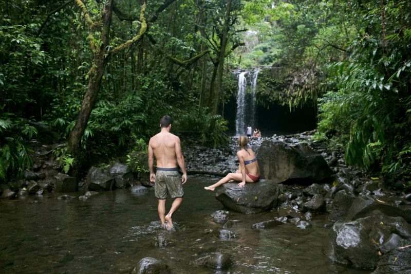 people at the Twin Falls (Maui)