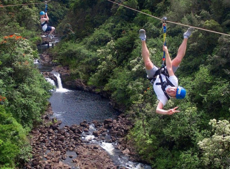 dual zipline over umauma river