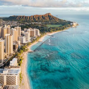 wakiki beach and diamond head, oahu