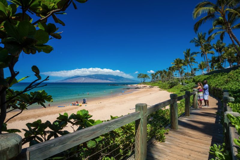 Wailea Beach and walkway