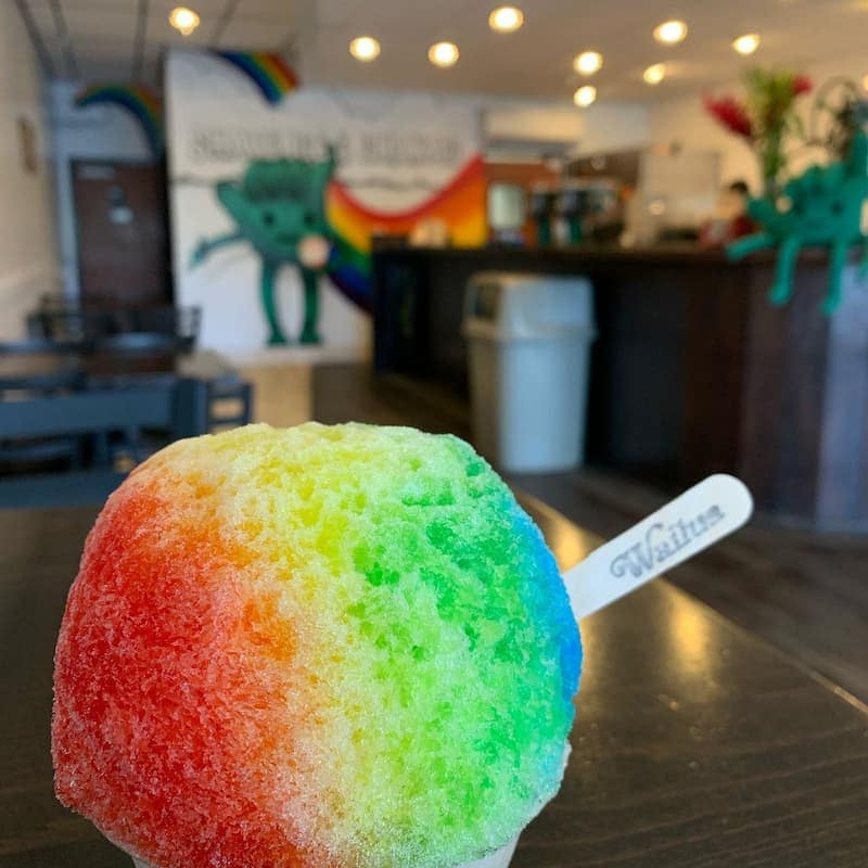 The rainbow is one of the specialties at Wailua Shave Ice
