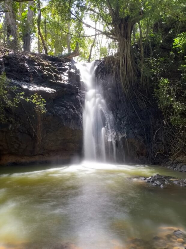 Private waterfall at the end of the Kipu Ranch UTV tour on Kauaʻi