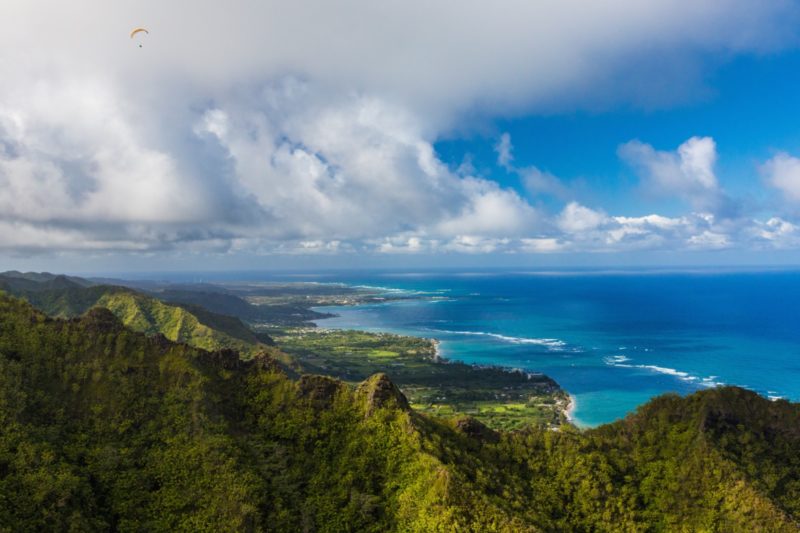 trees and mountains on the Windward Oahu coast